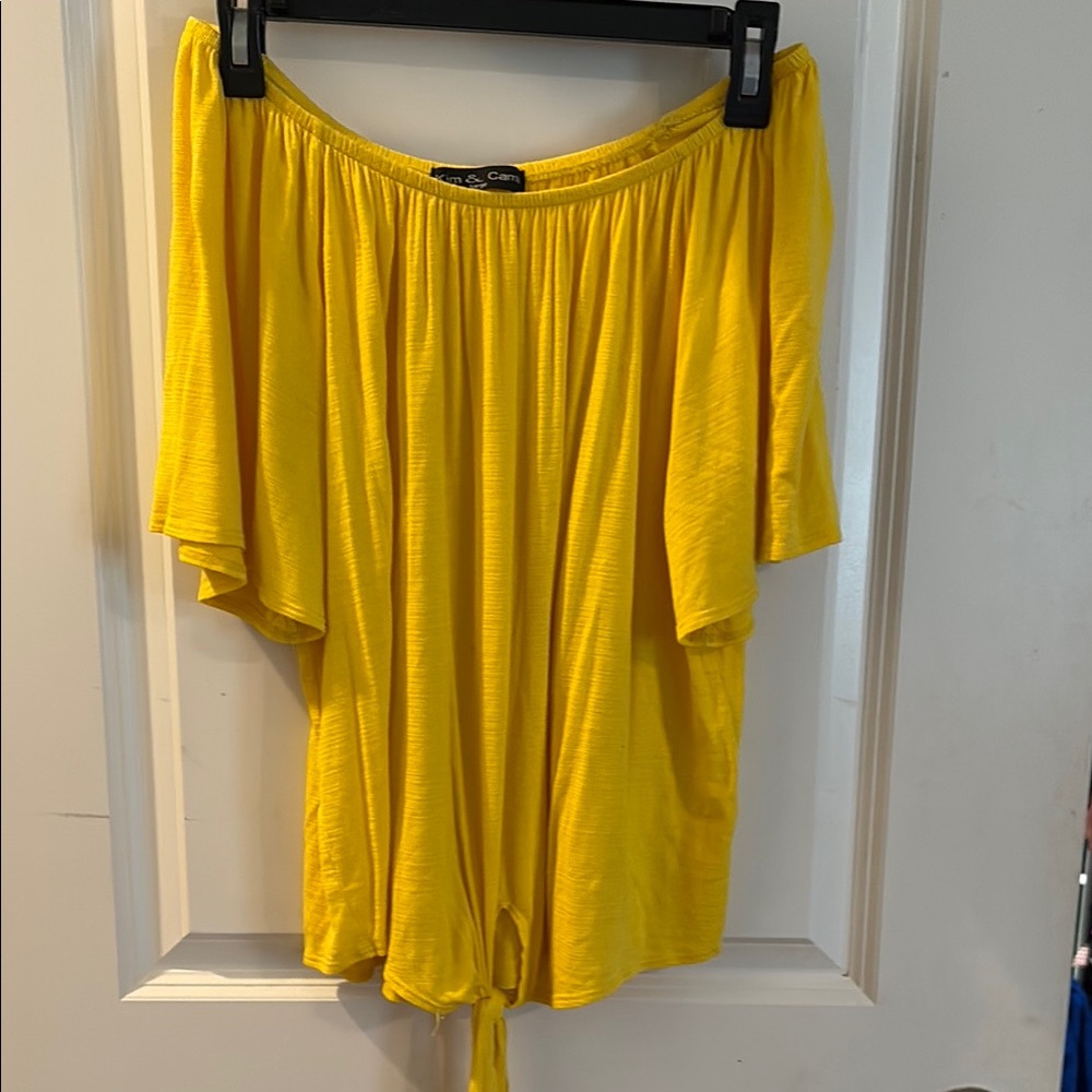 Kim & Cami Sunny Yellow Off the Shoulder Top